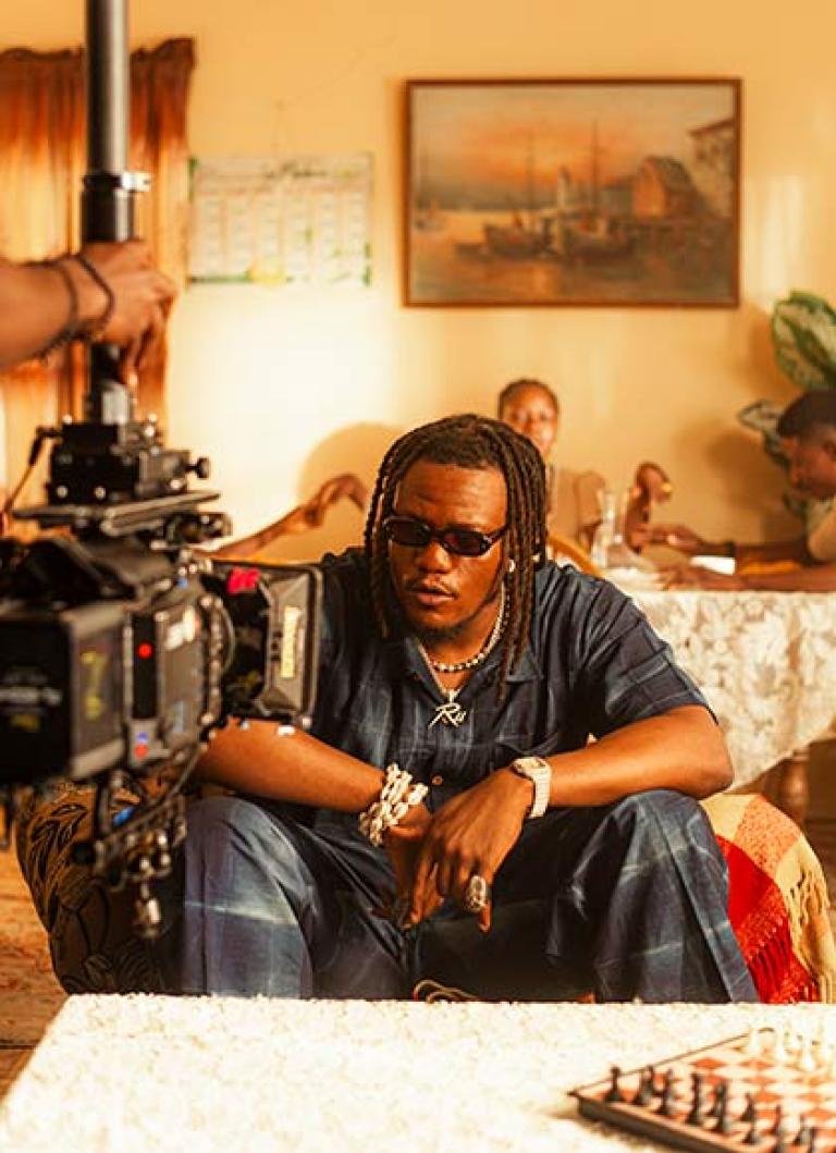 a picture of Pheelz in front of the camera